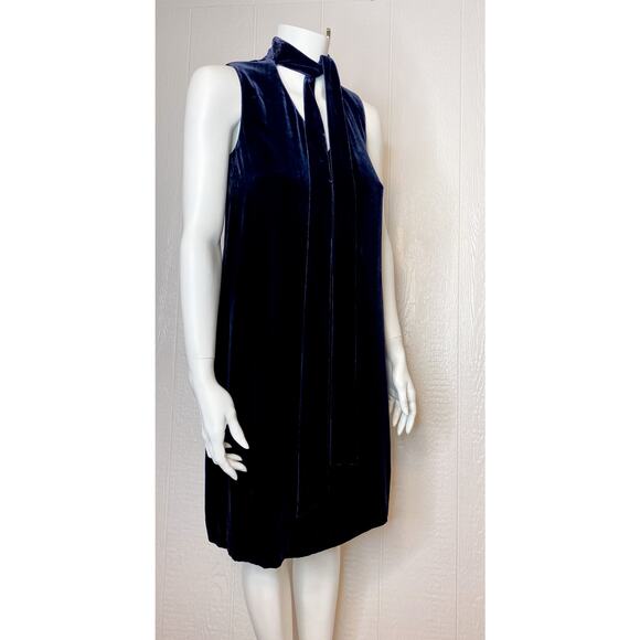LAFAYETTE 148 Silk Velvet Navy Bow Sleeveless Mini Dress SMALL NWT $498 - Picture 4 of 13